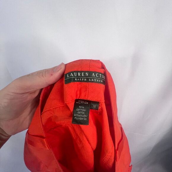 Lauren Ralph Lauren Active Bold Red Zip Pockets Casual Summer Shorts Size 10 - Picture 6 of 8